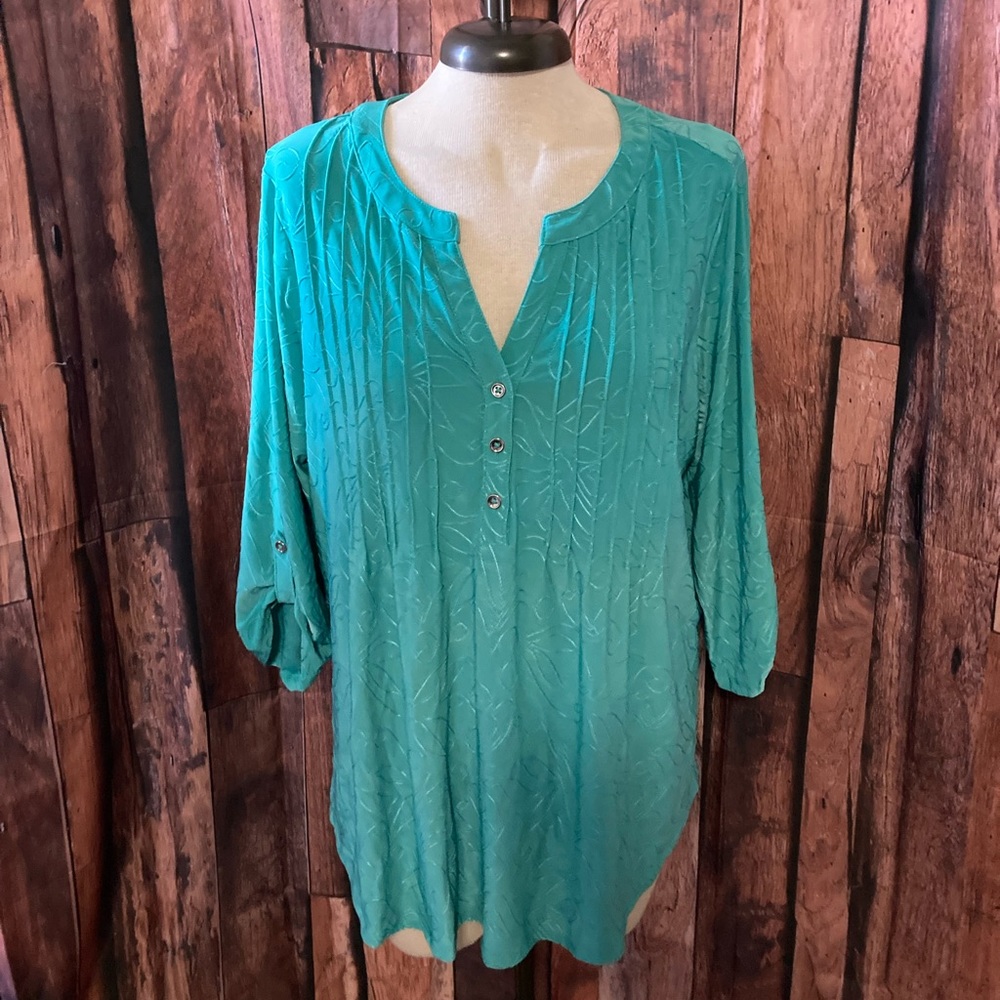 NY Collection Turquoise Blouse
